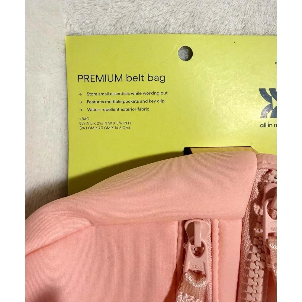 All in Motion Premium Belt Bag Blush Water-Resistant Knit Fanny Pack New